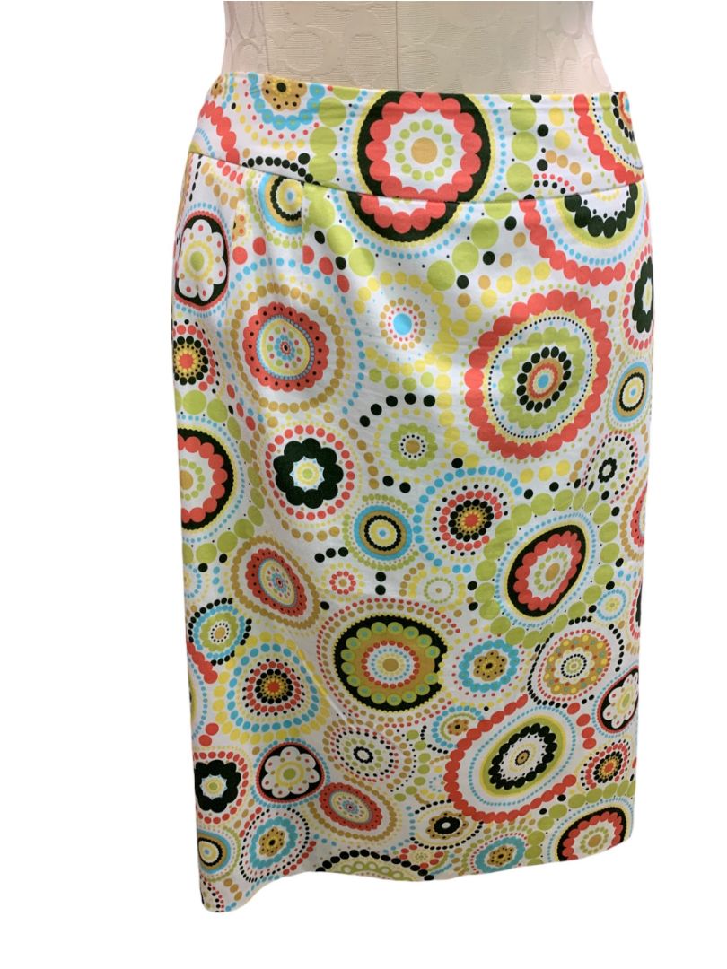 Size 20W Talbots Woman Skirt Stretch Floral Dot Pattern Knee Length
