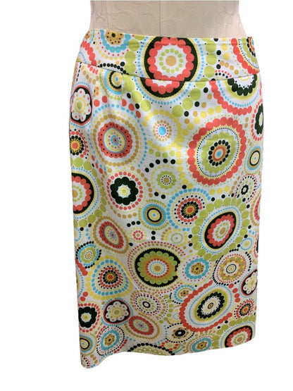 Size 20W Talbots Woman Skirt Stretch Floral Dot Pattern Knee Length