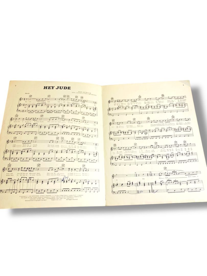 Sheet Music HEY JUDE Vintage 1968 McCartney and Lennon