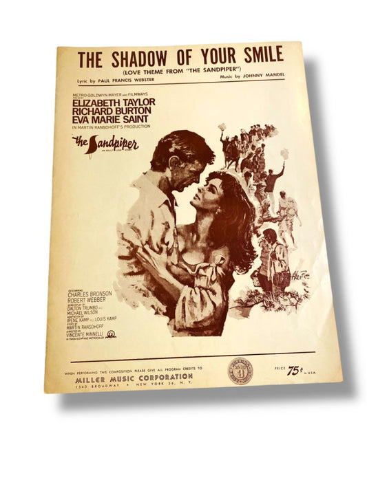 Elizabeth Taylor Richard Burton 1968 MGM Original Sheet Music from The Sandpiper