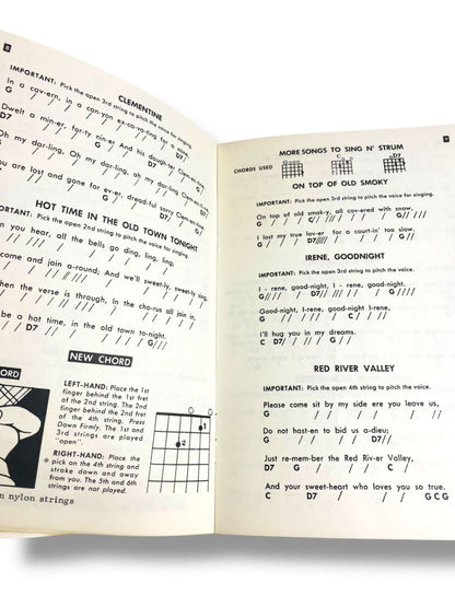 Vintage Sing n Strum Simplified Illustrated Pamphlet Method and Song Folio