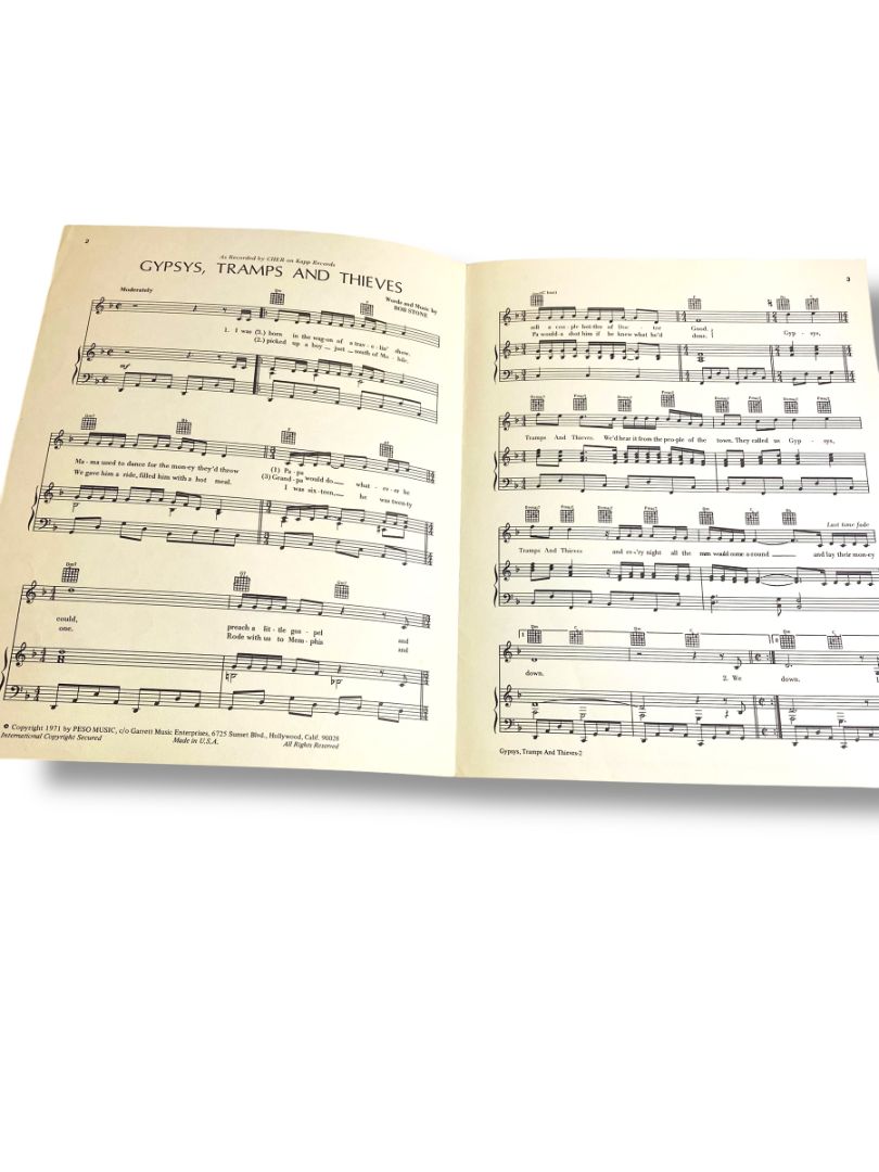 Gypsys Tramps & Thieves Cher Sheet Music Peso Music 1971