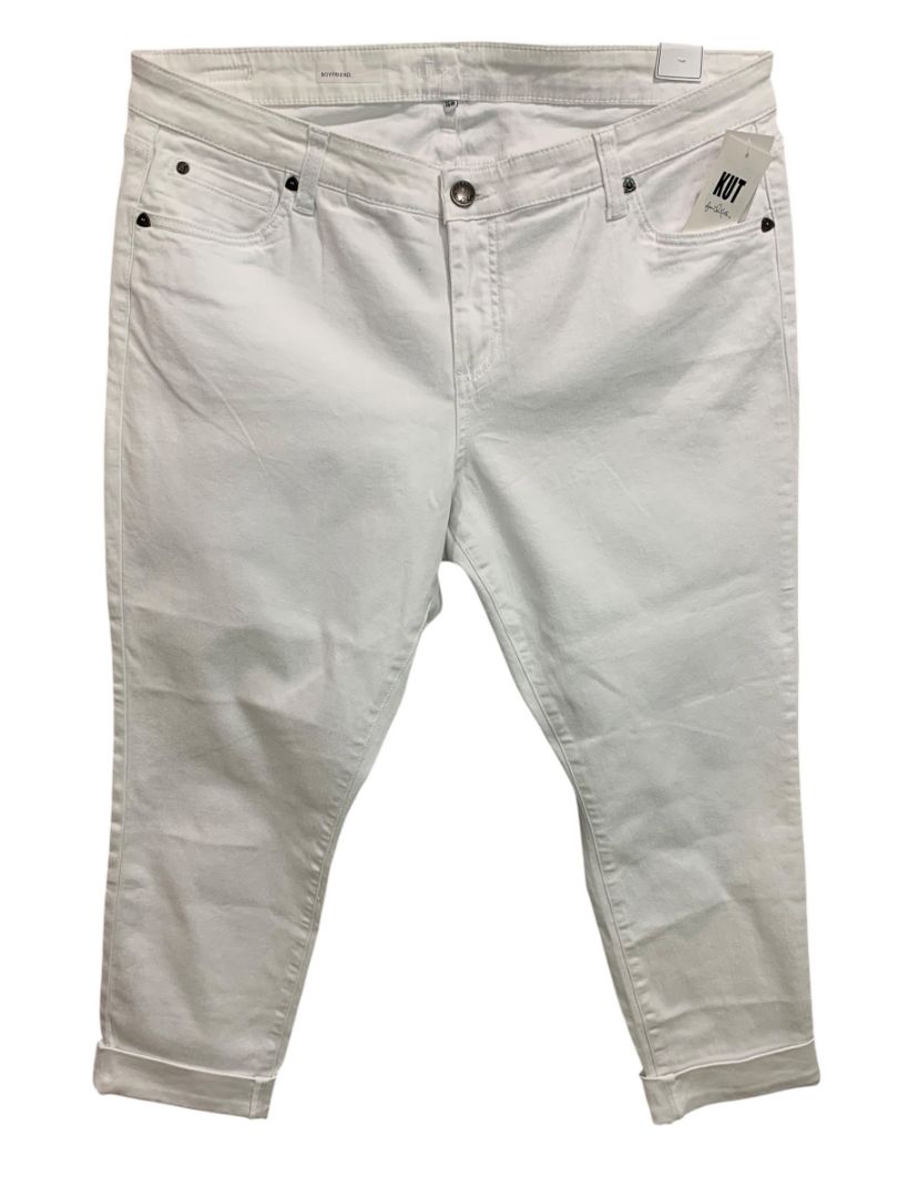 Size 16W Kut from the Kloth Womens New White Kate Boyfriend Jean Denim