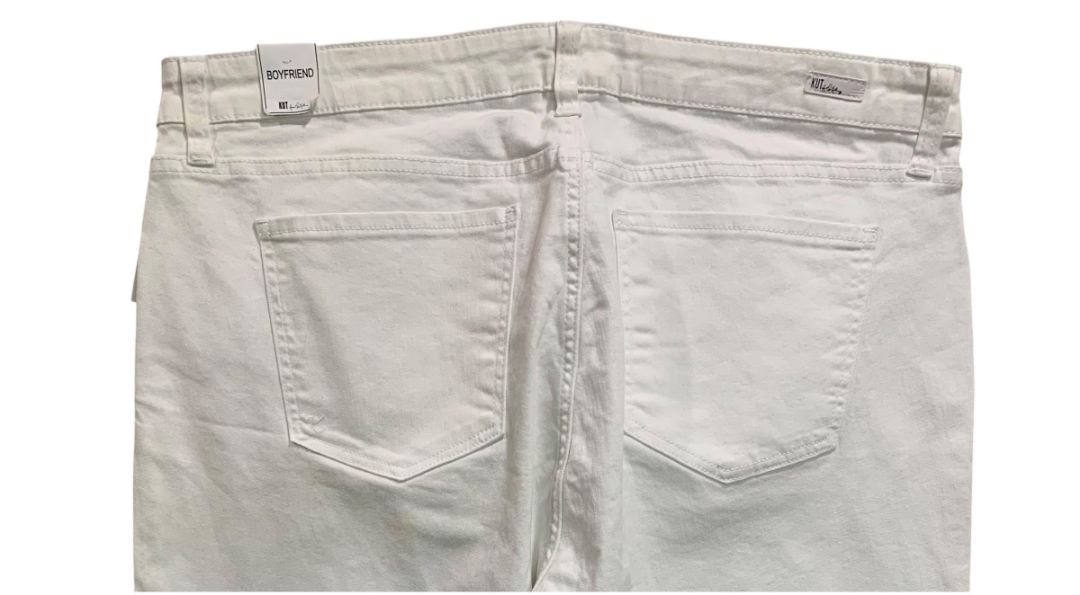 Size 16W Kut from the Kloth Womens New White Kate Boyfriend Jean Denim