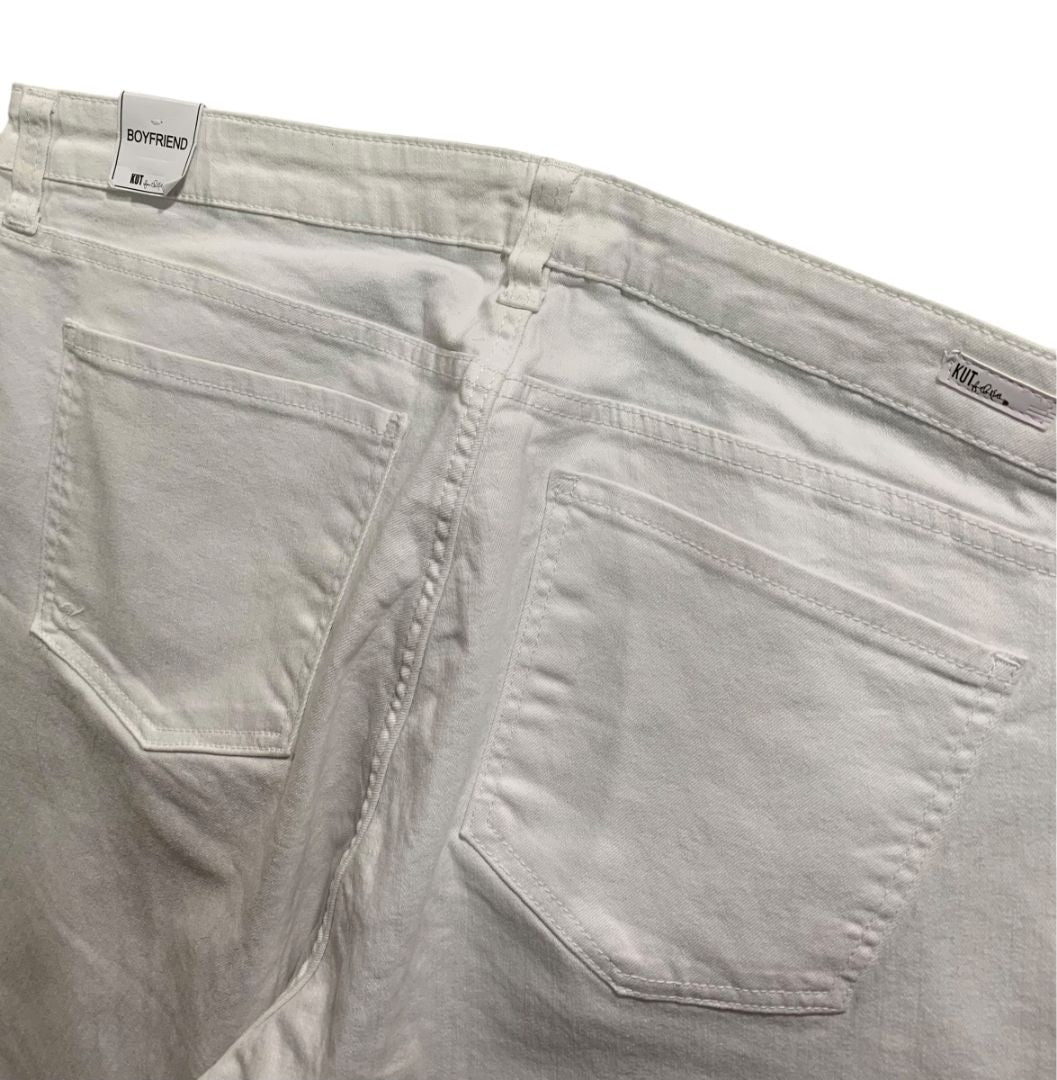 Size 16W Kut from the Kloth Womens New White Kate Boyfriend Jean Denim