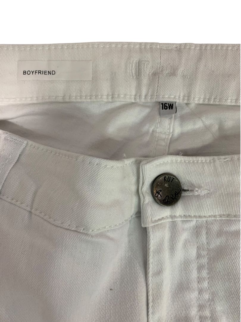 Size 16W Kut from the Kloth Womens New White Kate Boyfriend Jean Denim