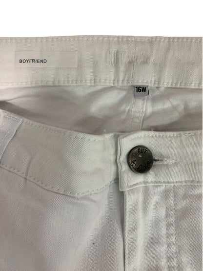 Size 16W Kut from the Kloth Womens New White Kate Boyfriend Jean Denim