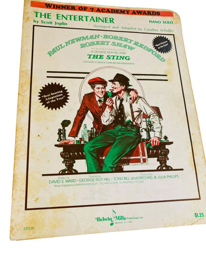 1974 The Entertainer Scott Joplin Sheet Music Belwin Mills Piano Solo