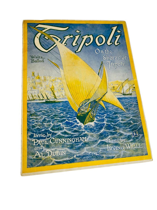 1919 On the Shores of Tripoli Sheet Music Waltz Ballad Witmark Cunningham