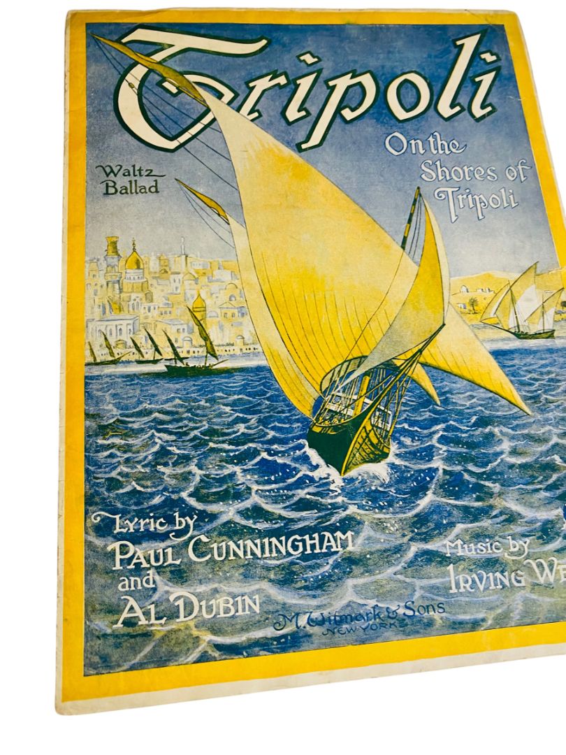 1919 On the Shores of Tripoli Sheet Music Waltz Ballad Witmark Cunningham