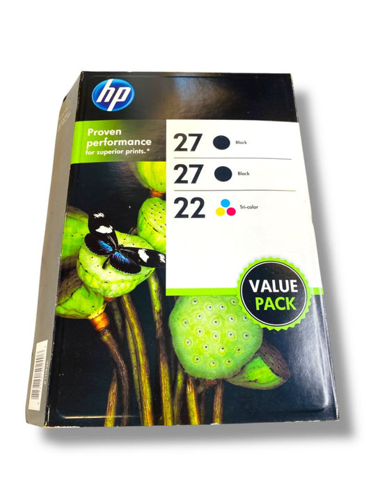 Genuine HP27 Black & 22 Tri-Color Ink Cartridges Combo-Pack Expired 2014