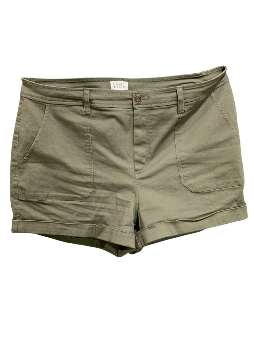 Size 16 Market and Spruce Womens Khaki Green Chino Style Shorts Cuffed