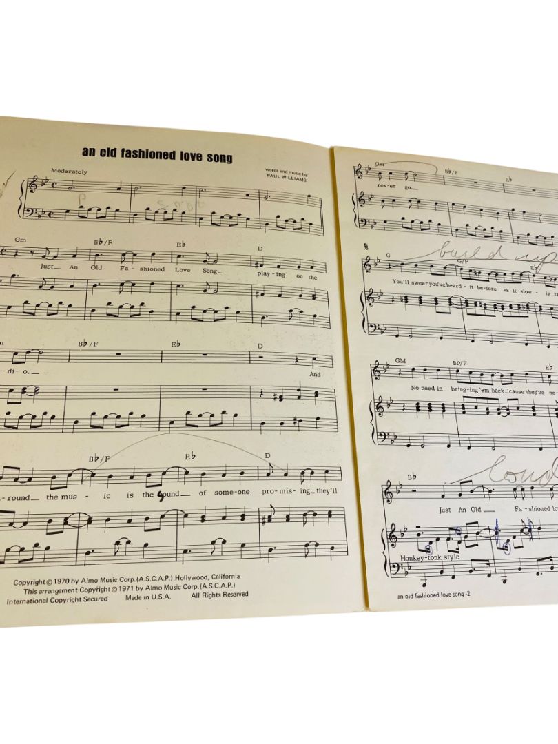 1970 An Old Fashioned Love Song Three Dog Night Sheet Music Almo Music Corp