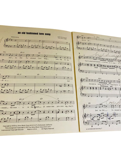 1970 An Old Fashioned Love Song Three Dog Night Sheet Music Almo Music Corp