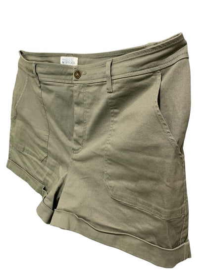 Size 16 Market and Spruce Womens Khaki Green Chino Style Shorts Cuffed