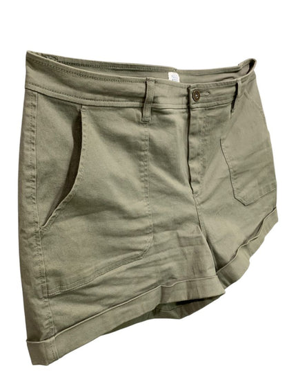 Size 16 Market and Spruce Womens Khaki Green Chino Style Shorts Cuffed