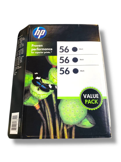 Hp 56 Black Ink 3 Pack Unopened Sealed Genuine OEM Expired 2/14 Tri-Pack