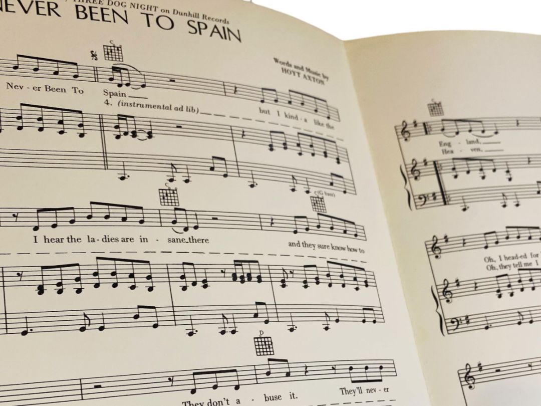 1970 Never Been to Spain Three Dog Night Sheet Music Hoyt Axton Lady Jane Music