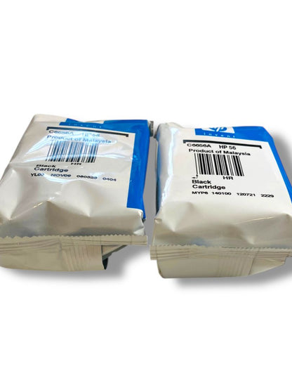 2 HP Invent HP56 C66577A Printer Ink Expired Black Cartridge New Sealed