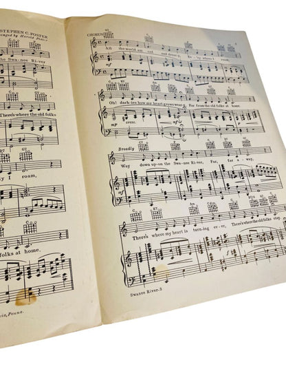 1935 Swanee River Sheet Music Song with Guitar Chords Stephen Foster Morris Music