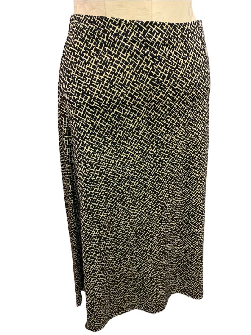 Size XL Talbots Pull On Tan Black Travel Knit New Midi Skirt
