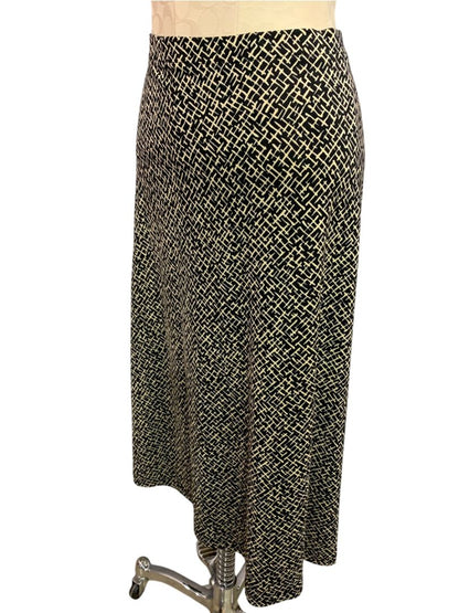Size XL Talbots Pull On Tan Black Travel Knit New Midi Skirt