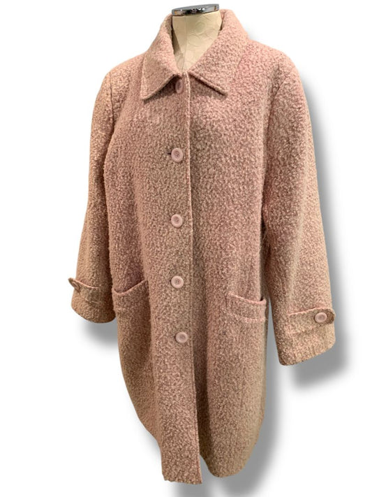 Size 18/20 Avenue Womens Pink Wool Blend Tweed Coat Knee Length