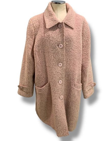 Size 18/20 Avenue Womens Pink Wool Blend Tweed Coat Knee Length