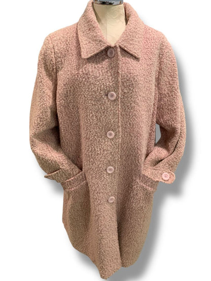 Size 18/20 Avenue Womens Pink Wool Blend Tweed Coat Knee Length