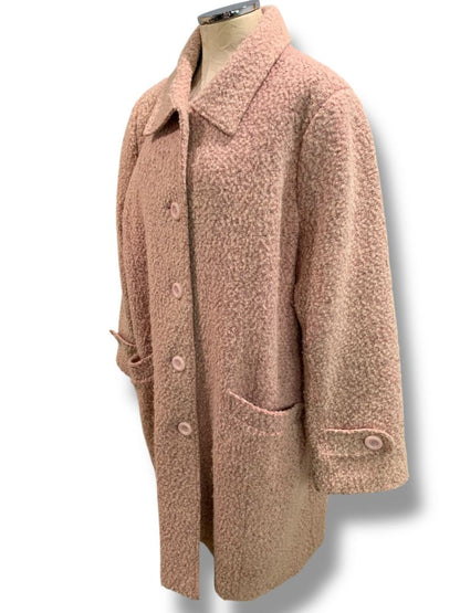 Size 18/20 Avenue Womens Pink Wool Blend Tweed Coat Knee Length