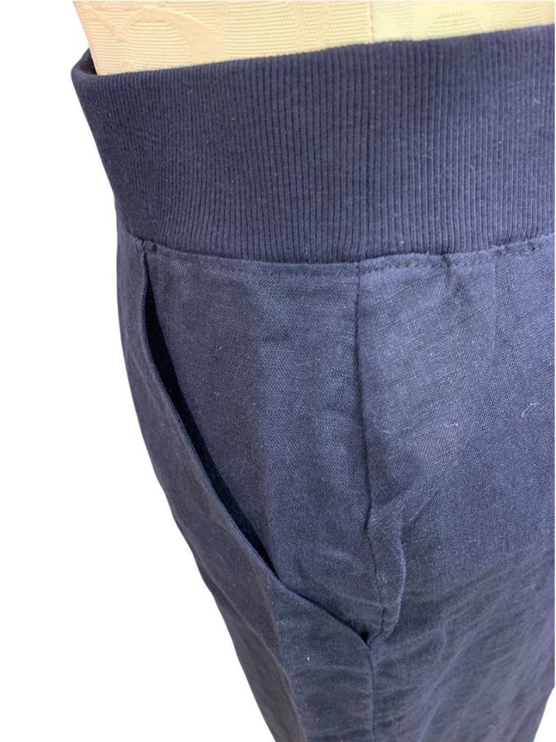 Size 2X Talbots Woman Linen Navy Blue Pull On Skirt Pockets