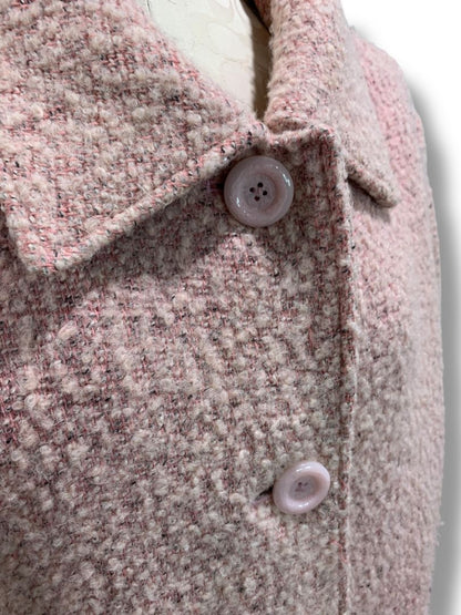 Size 18/20 Avenue Womens Pink Wool Blend Tweed Coat Knee Length