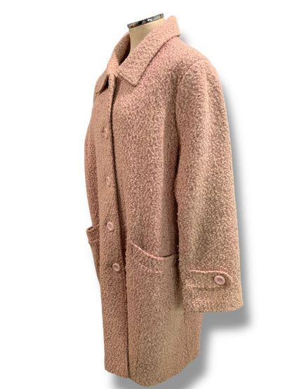 Size 18/20 Avenue Womens Pink Wool Blend Tweed Coat Knee Length