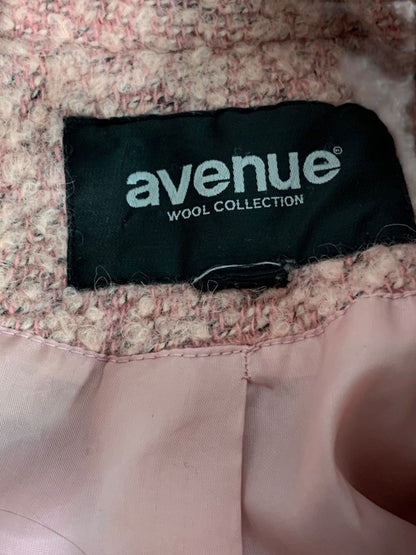 Size 18/20 Avenue Womens Pink Wool Blend Tweed Coat Knee Length