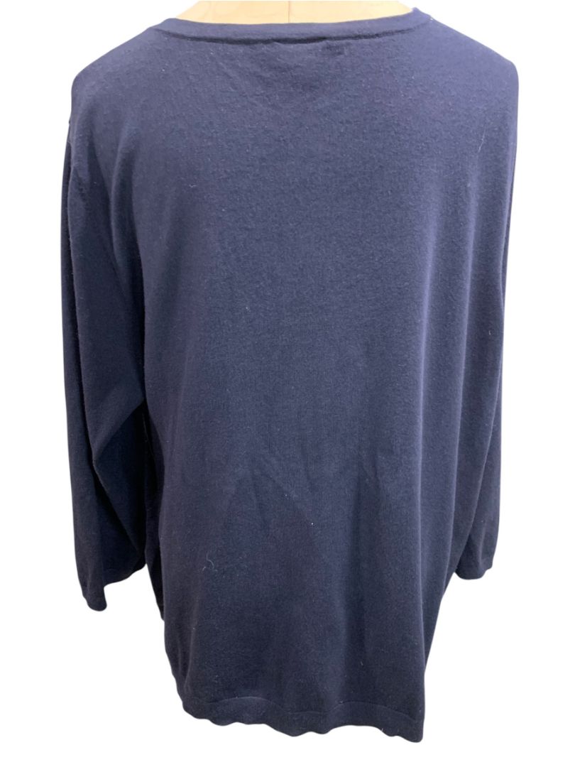 Size 3X Talbots Woman Navy Blue Cardigan Sweater Pima Cotton Pockets