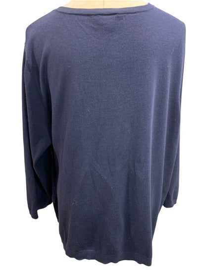 Size 3X Talbots Woman Navy Blue Cardigan Sweater Pima Cotton Pockets