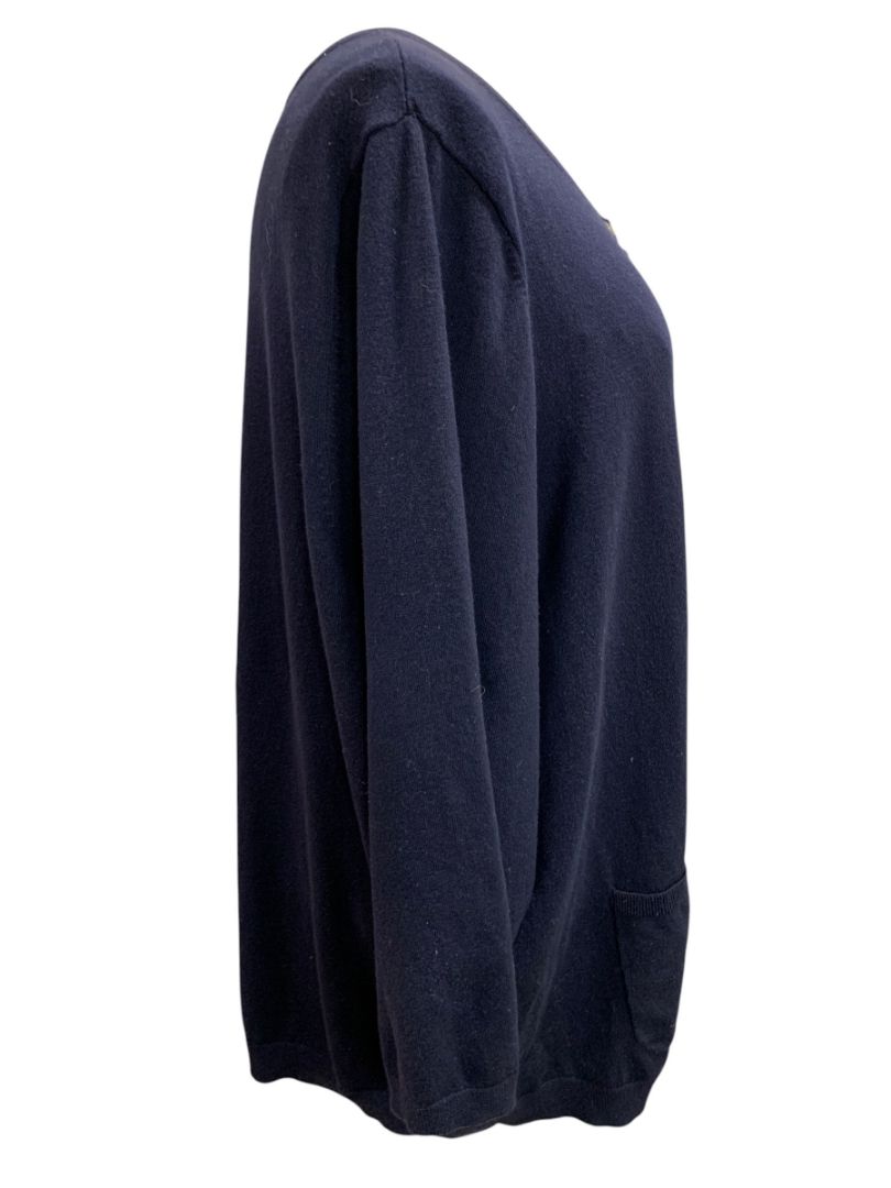 Size 3X Talbots Woman Navy Blue Cardigan Sweater Pima Cotton Pockets