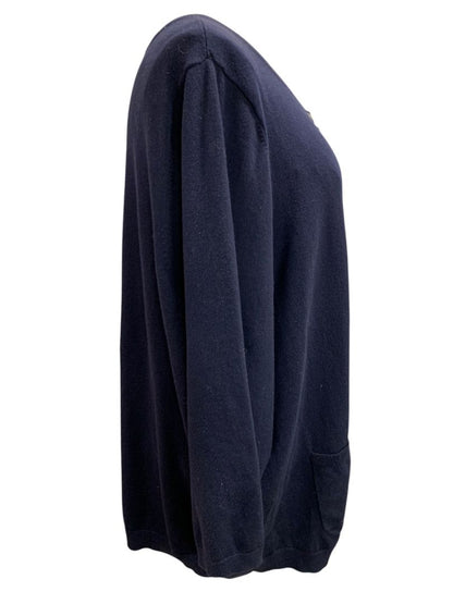 Size 3X Talbots Woman Navy Blue Cardigan Sweater Pima Cotton Pockets