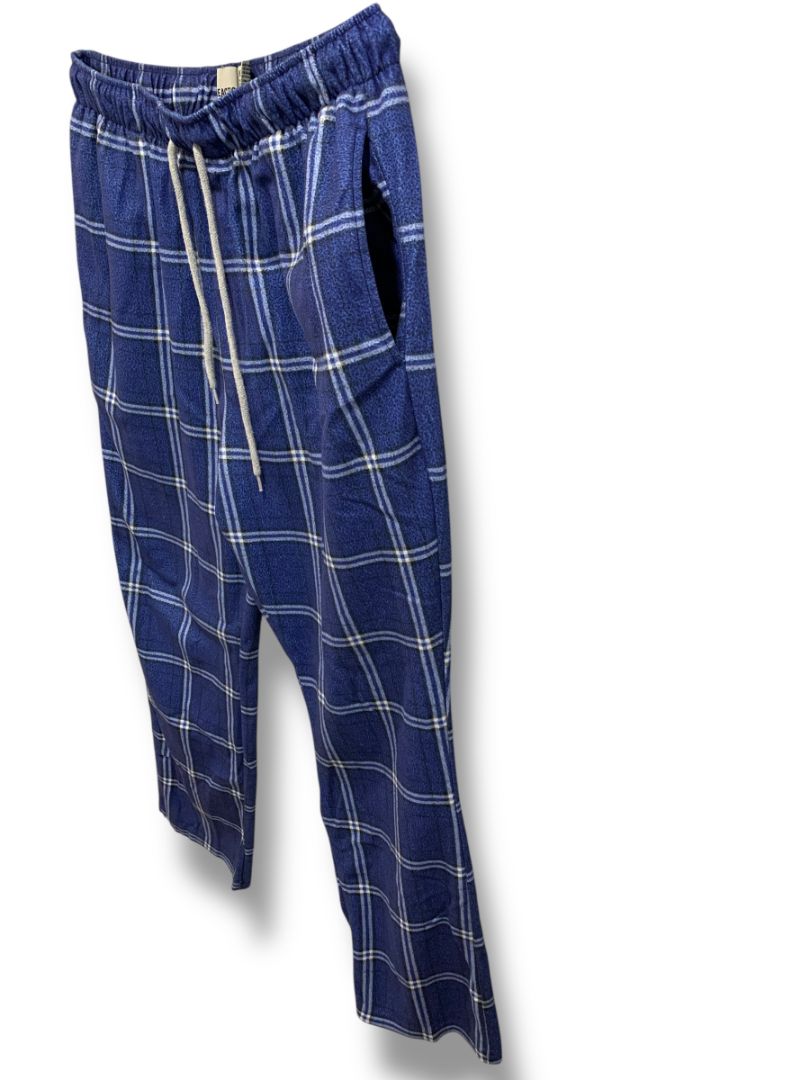 Size XL Kenneth Cole Reaction Mens Fleece Sleep Pants Blue Plaid Pockets