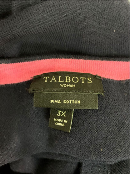Size 3X Talbots Woman Navy Blue Cardigan Sweater Pima Cotton Pockets