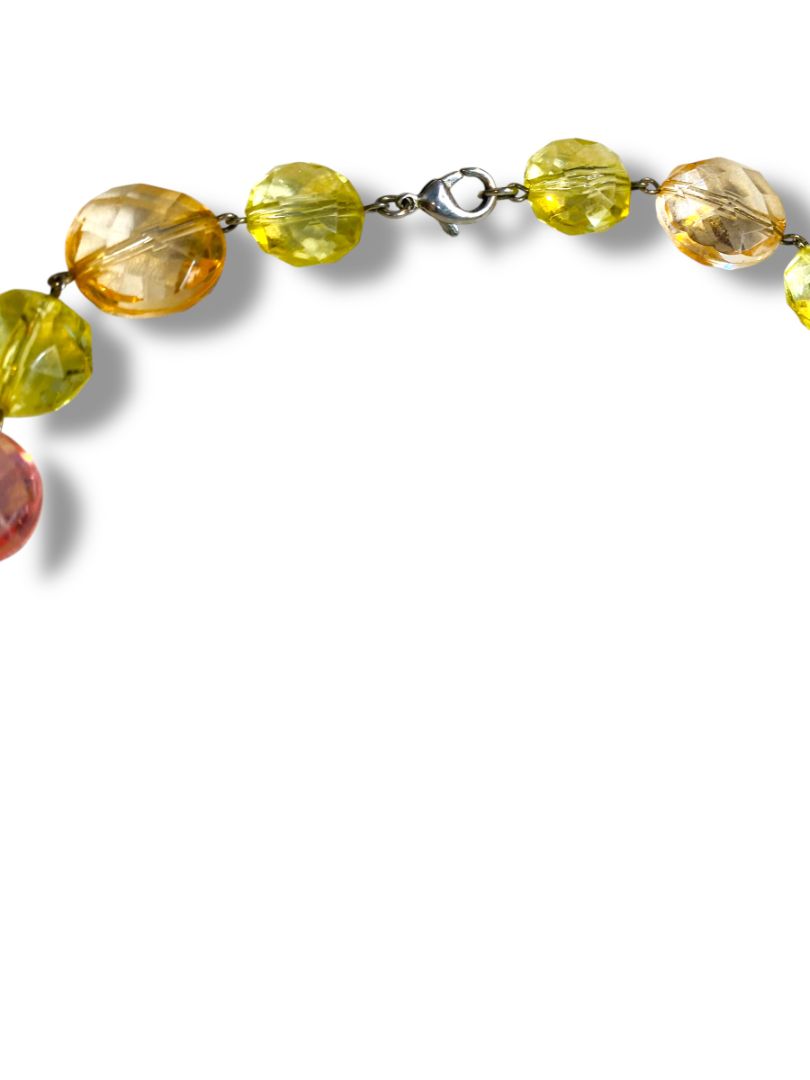 Vintage Acrylic Faceted Bead Pastel Necklace Lobster Clasp 36"