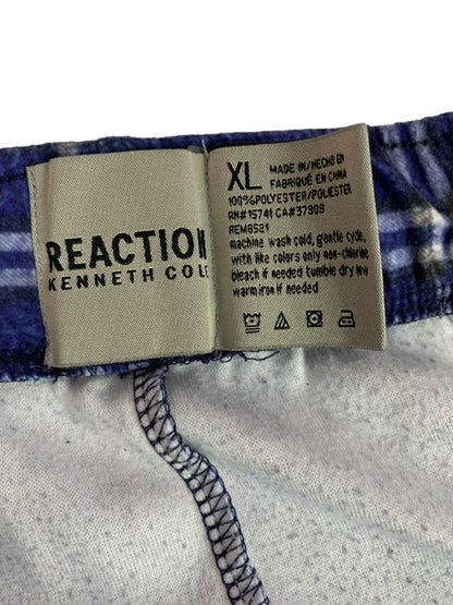 Size XL Kenneth Cole Reaction Mens Fleece Sleep Pants Blue Plaid Pockets