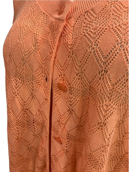 3X Talbots Woman Peach Loose Knit Short Sleeve Cardigan Sweater