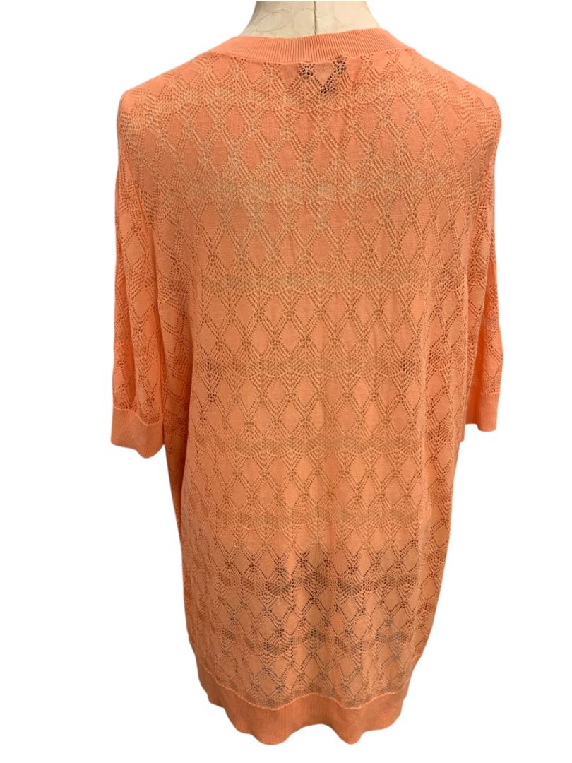 3X Talbots Woman Peach Loose Knit Short Sleeve Cardigan Sweater
