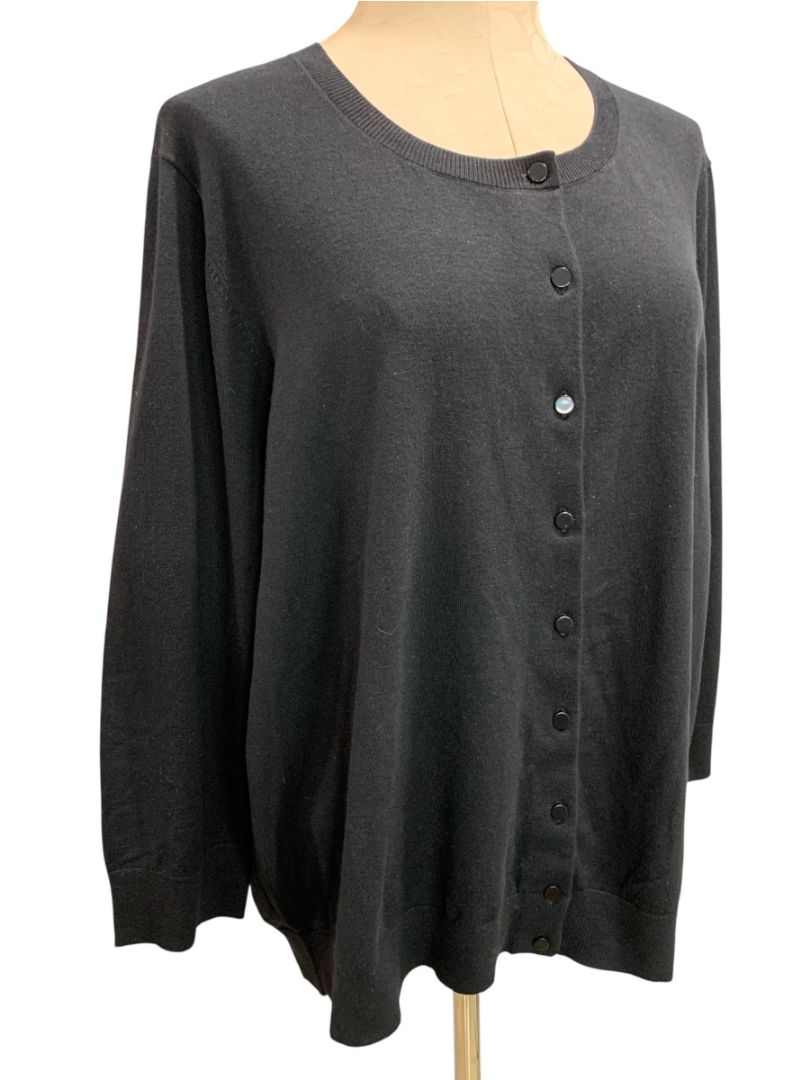 Size 3X Talbots Woman Black Cardigan Sweater New Pima Cotton