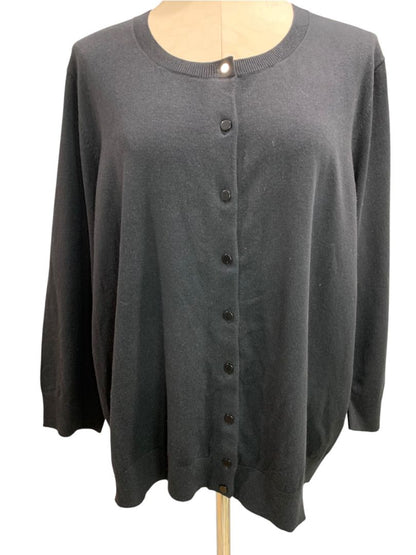 Size 3X Talbots Woman Black Cardigan Sweater New Pima Cotton