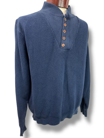 Size Medium Lands End Mens Navy Blue Cotton Sweater