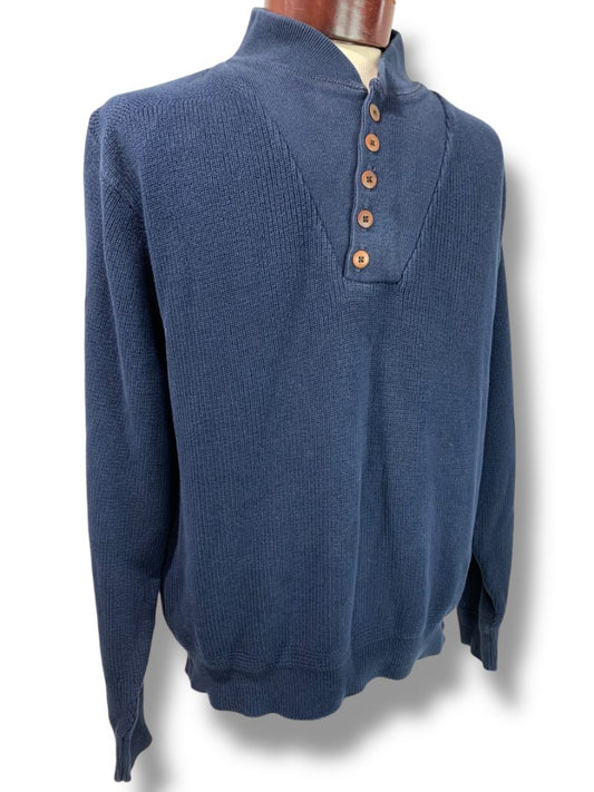 Size Medium Lands End Mens Navy Blue Cotton Sweater