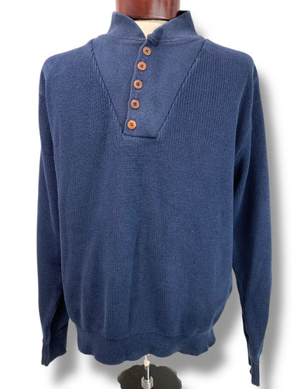 Size Medium Lands End Mens Navy Blue Cotton Sweater