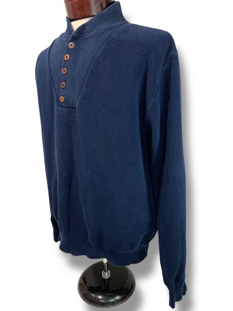 Size Medium Lands End Mens Navy Blue Cotton Sweater